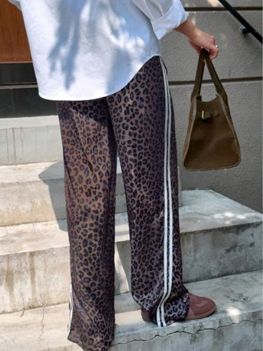 Women’s Leopard Print white stripe track pant style XS